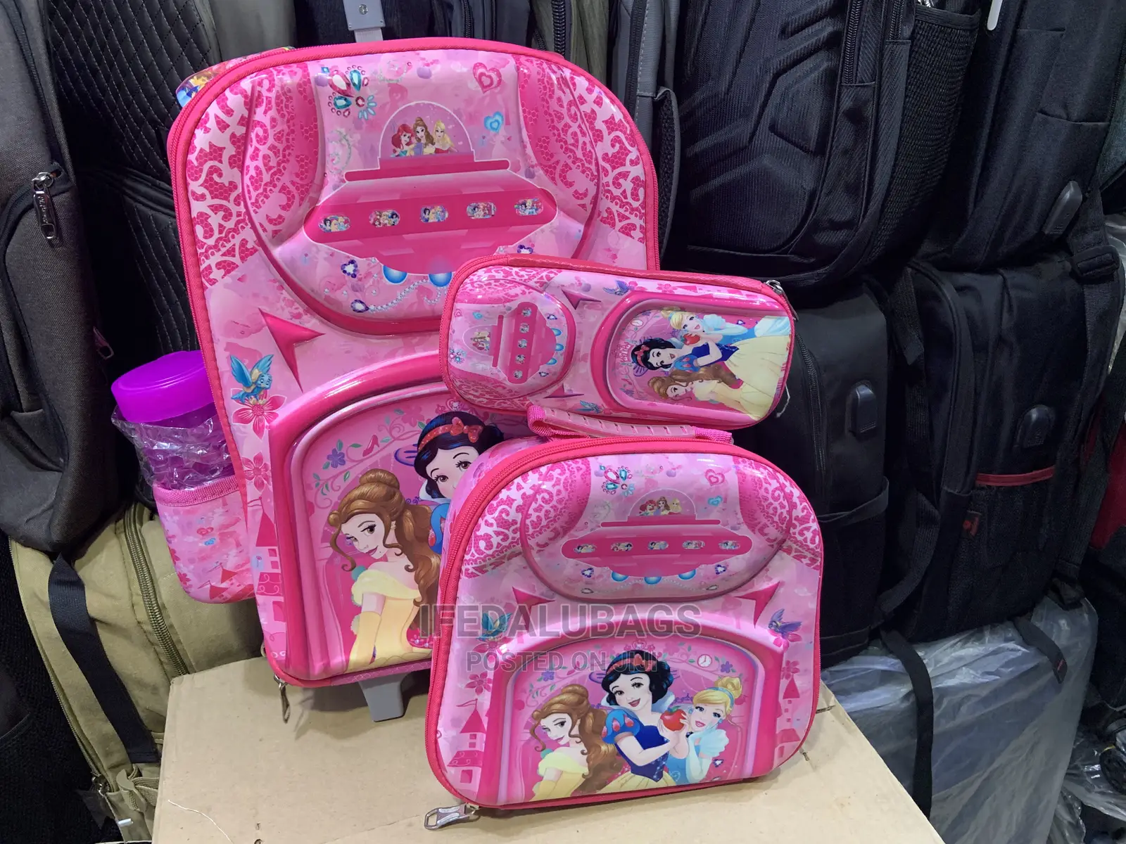 4n1 Cartoon Character Pink Kids Backpack