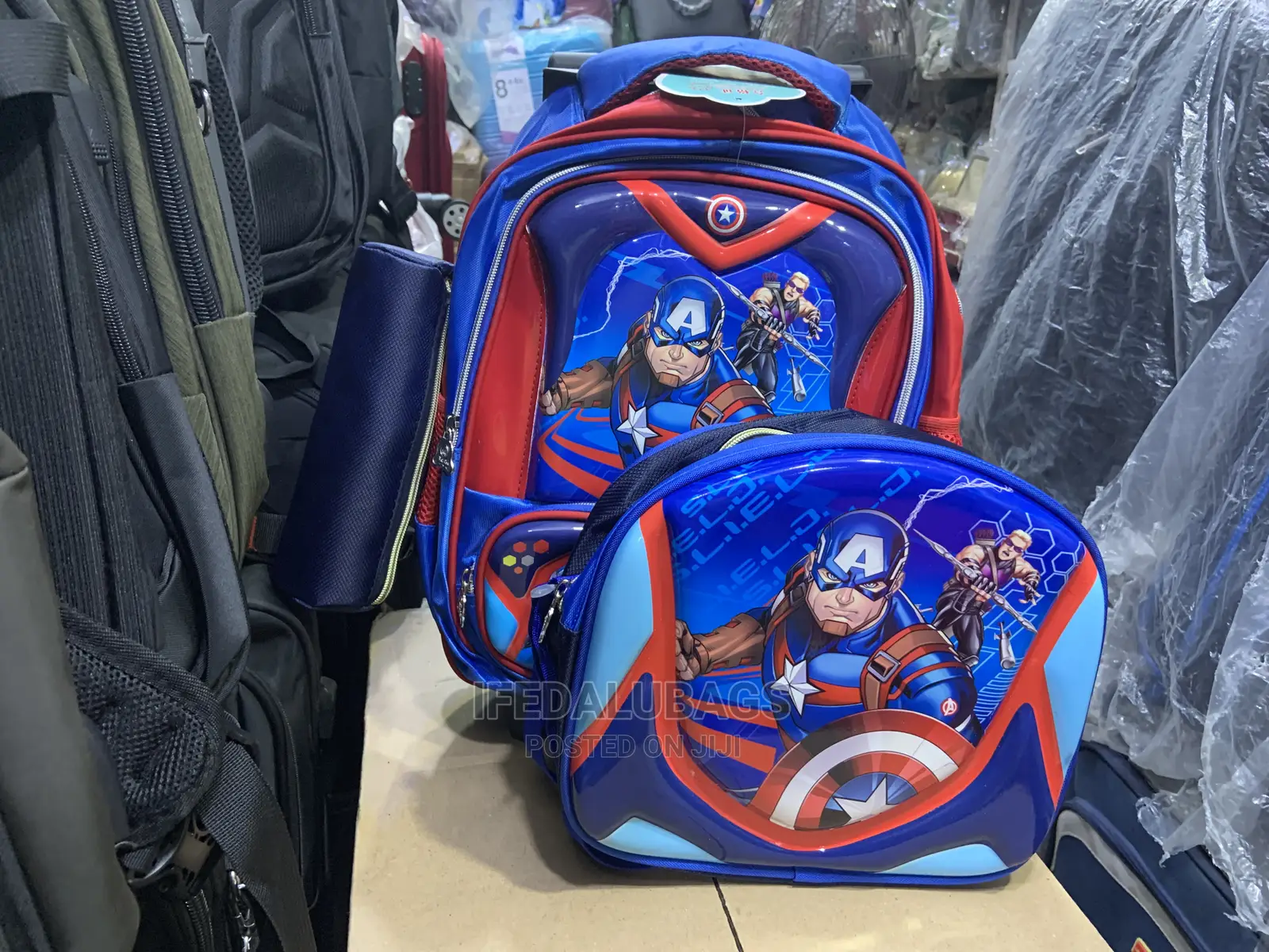 3n1 Cartoon Character Kids School Bag With Trolley