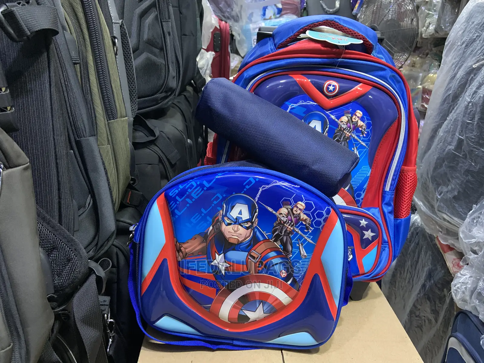 3n1 Cartoon Character Kids School Bag With Trolley