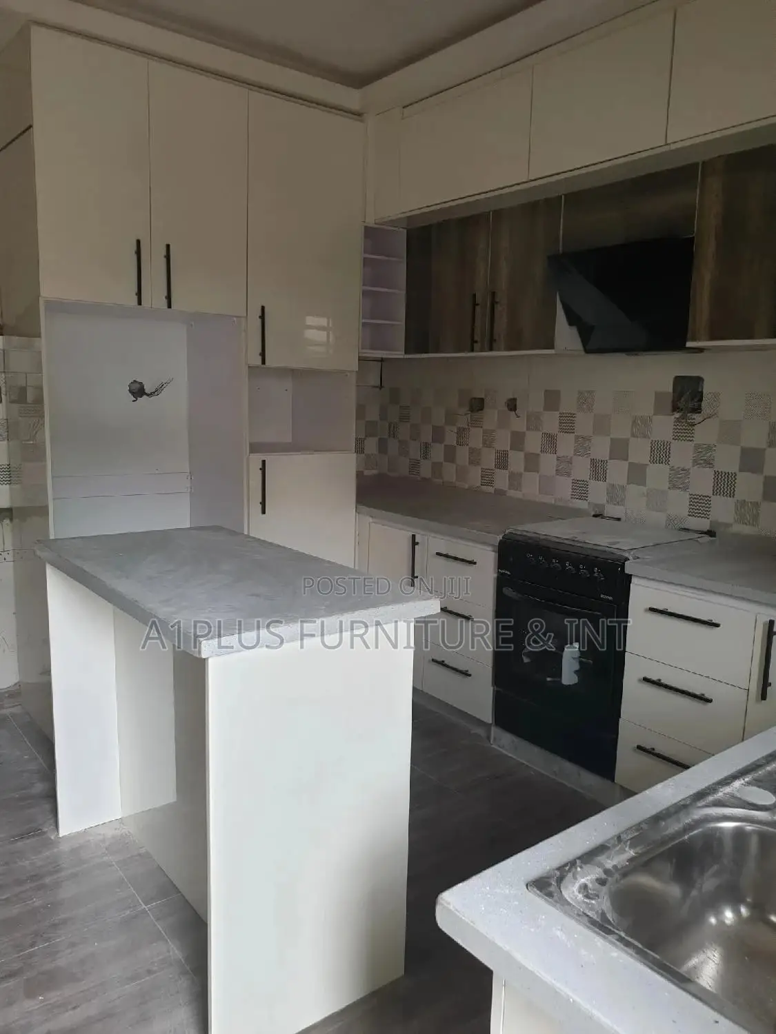White Oak Design L-Shape Recessed Kitchen