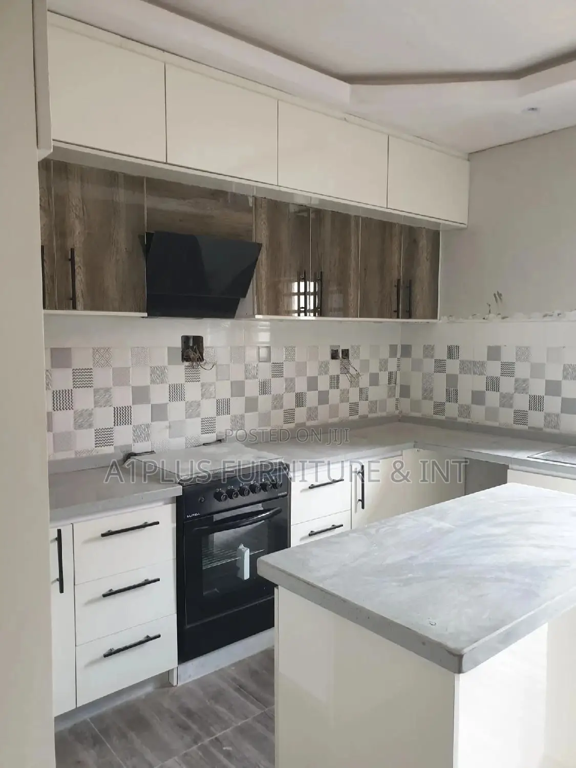 White Oak Design L-Shape Recessed Kitchen