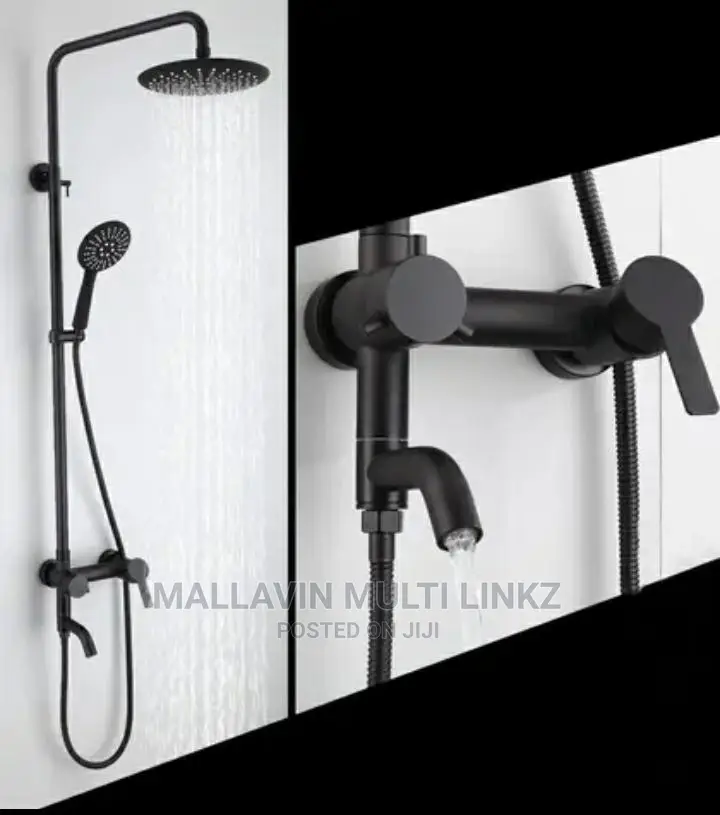 Matte Black Shower With Hand Shower, Down Tap