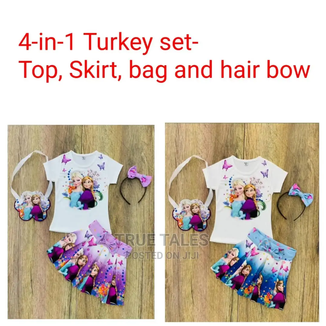 Turkey Frozen Top+Skirt With Hairband And Bag 4in1 Set