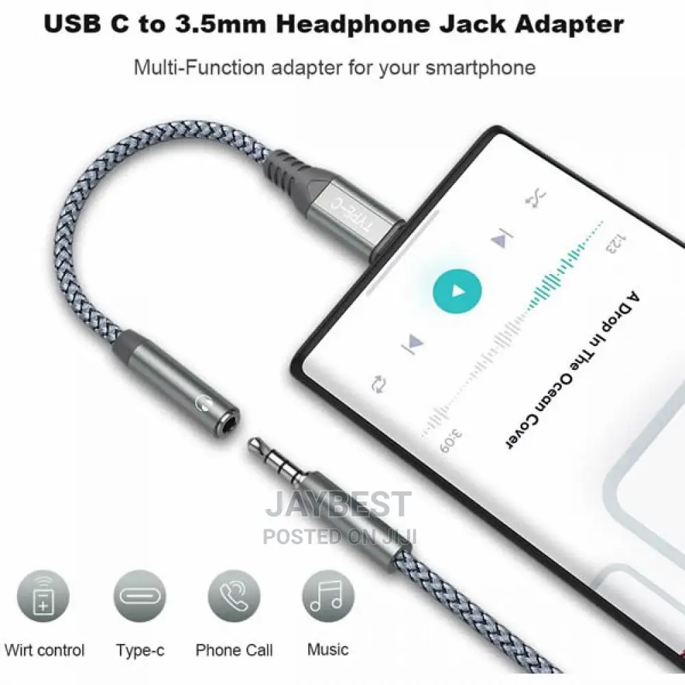 USB C to 3.5mm for Samsung S21, Jiunai Nylon Type C to 3.5mm