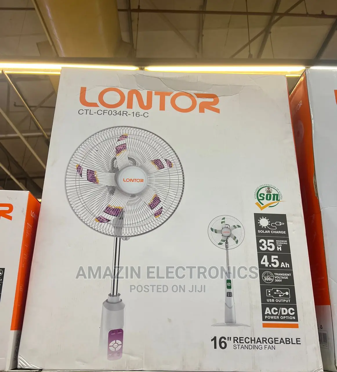 LONTOR 16 Inches Rechargeable Fan