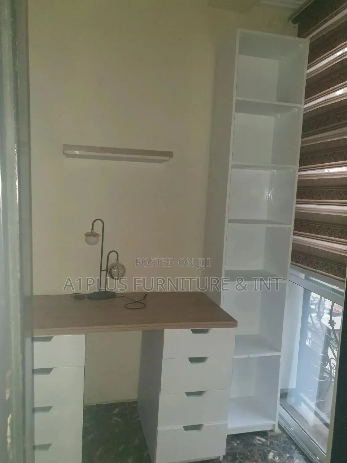 Study Table With 10 Storage Drawers Side Bookshelf