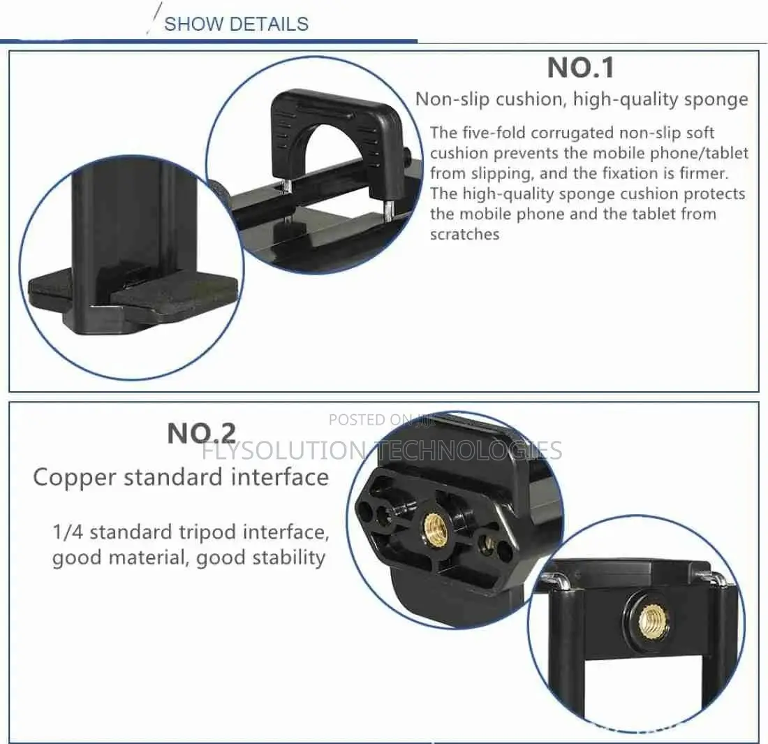 2 In 1 Adjustable Phone & Tablet Clip Mount For Tripod