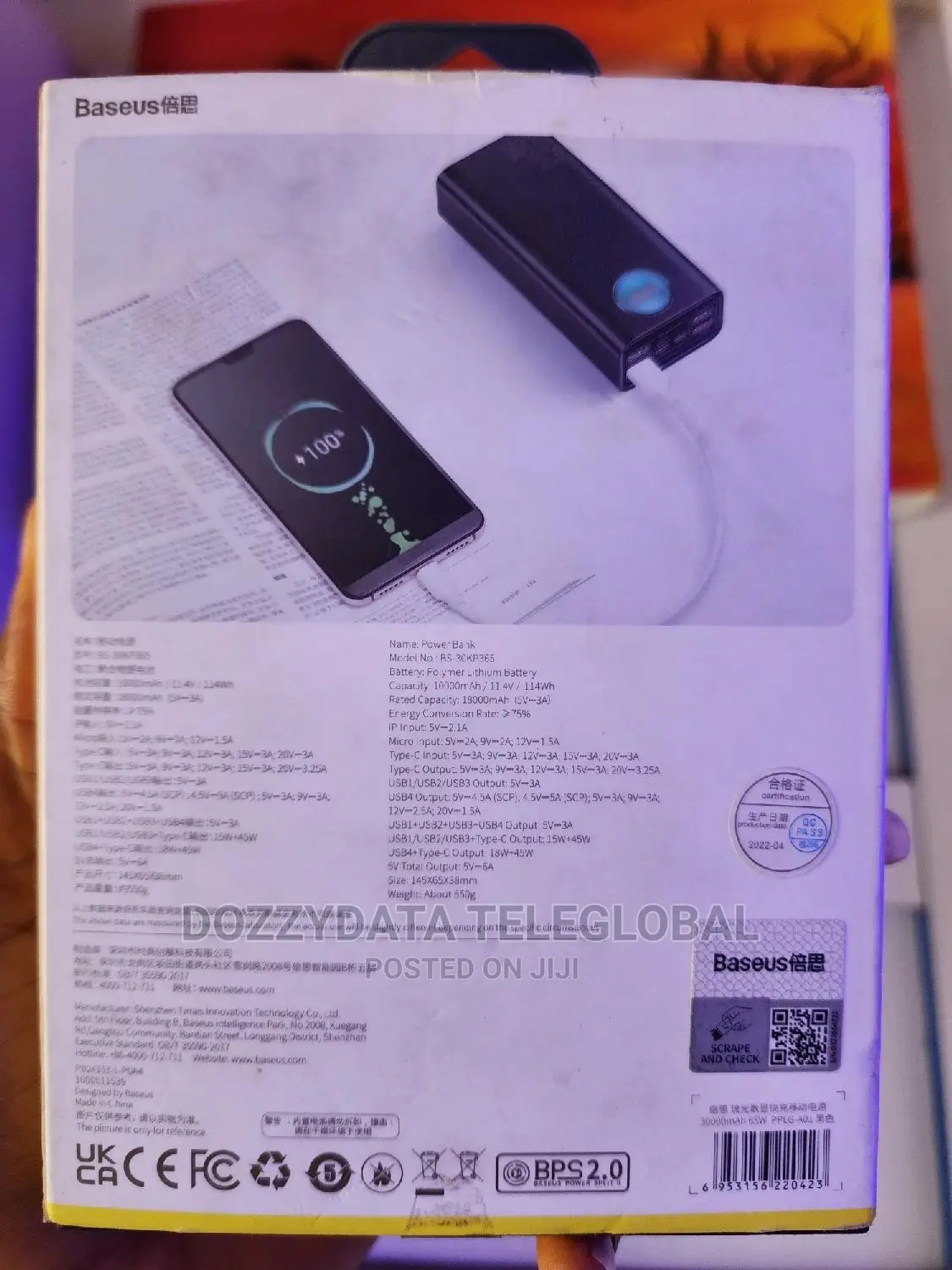 Baseus Amblight Digital Display Power Bank - 30000mah - 65w