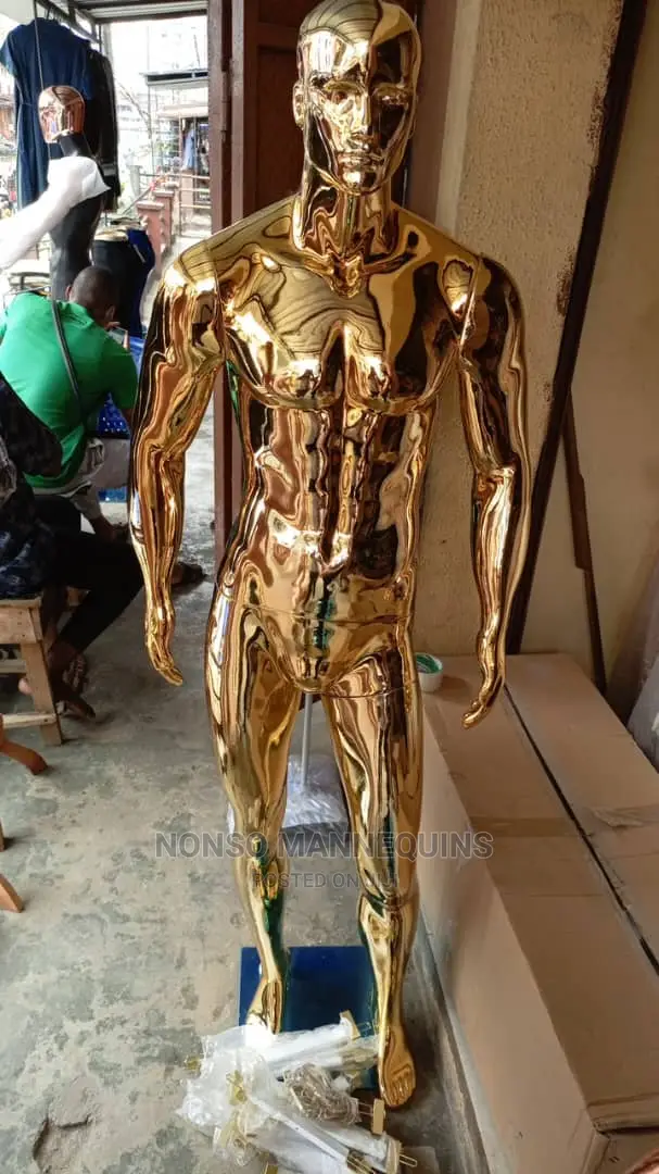 Gold Chrome Male Mannequin With Face