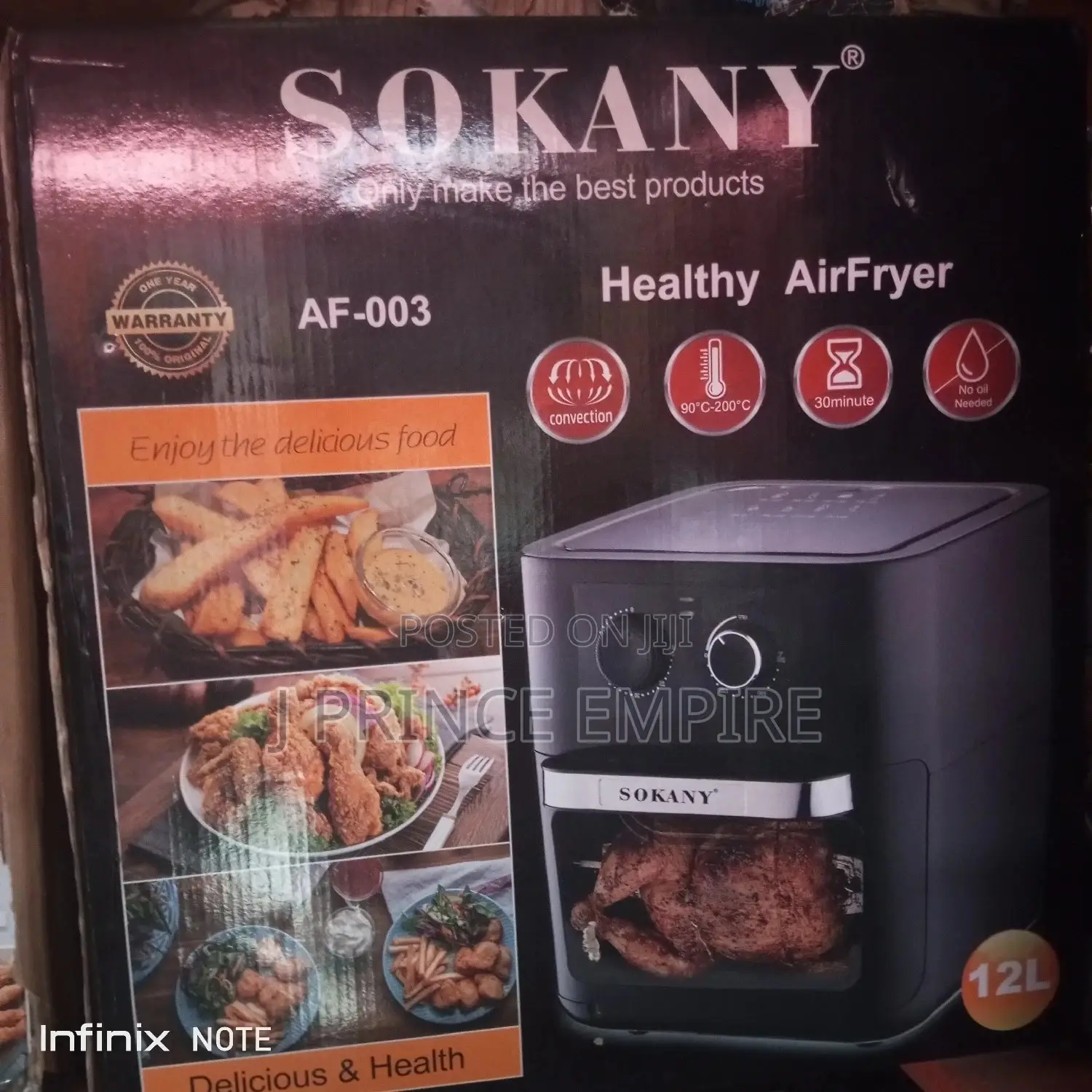 Sokany Af-003 Super Air Fryer - 12 L - 1700w - Black