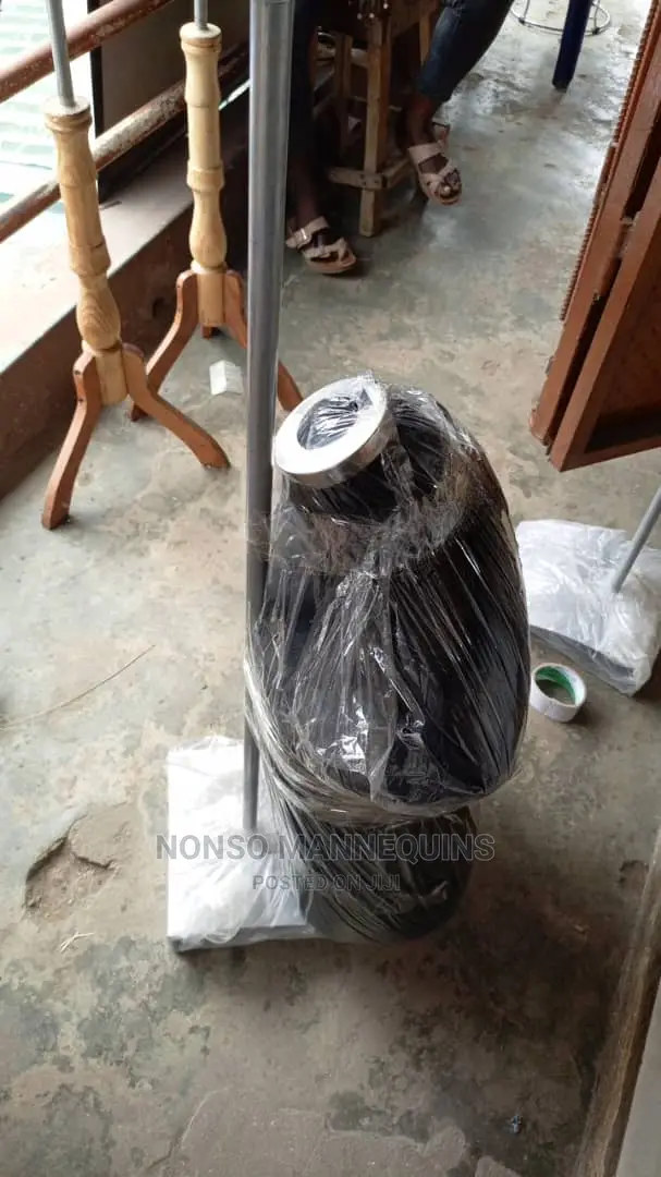 Male Black Body Dressform With Metal Base.