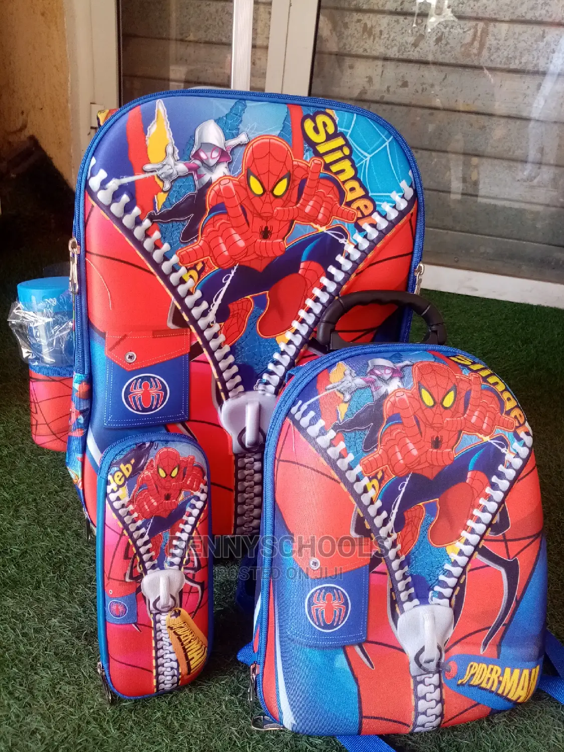 Set of 4 in 1 Spiderman Kids Children Boy Trolley School Bag