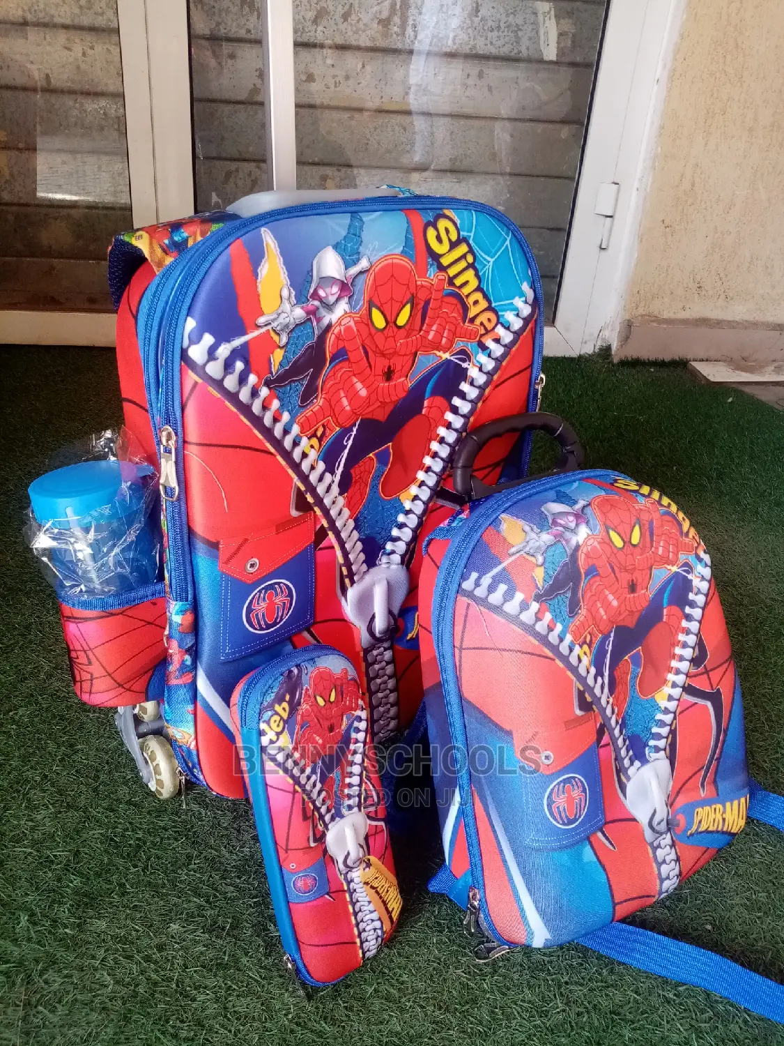Set of 4 in 1 Spiderman Kids Children Boy Trolley School Bag