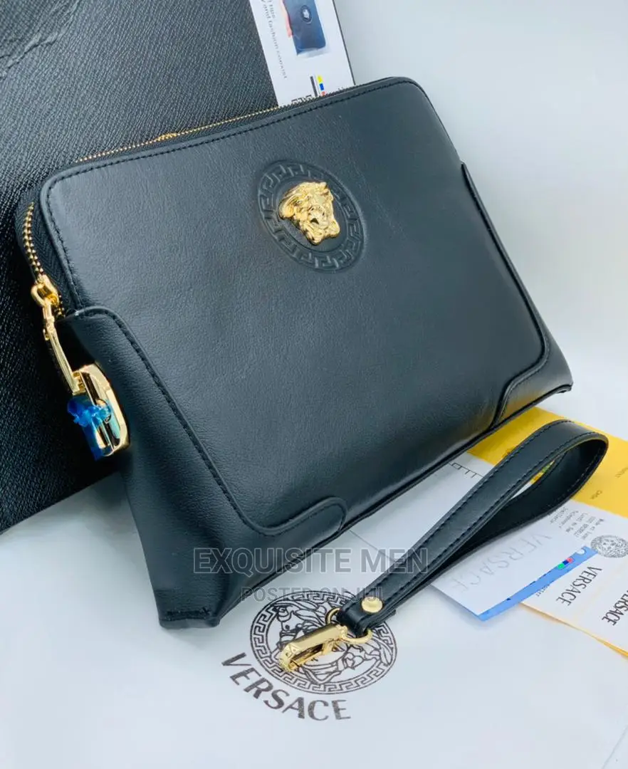 Men Leather Coin Purse Clutch Removable Wristband Phone Bag