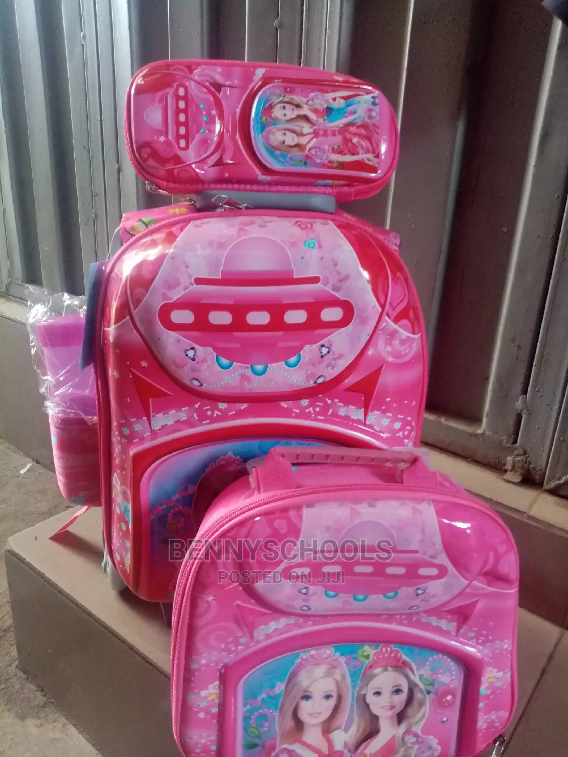 Set of 4 in 1 Kids Children Girls Barbie Trolley School Bag
