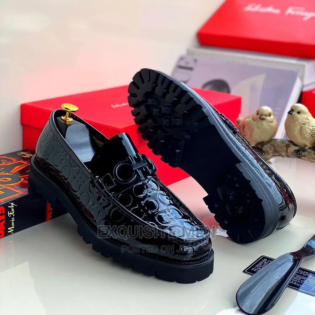 Quality Rubber Sole Faragamo Wetlooks Loafers Men's Shoe