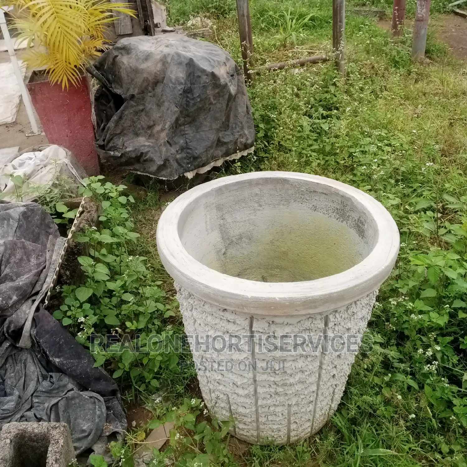 Durable Concrete Pot for Flowers, Herbs, Etc