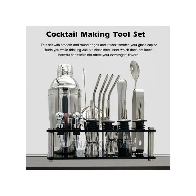 Cocktail Set Boston Shaker Mixer Stainless 20pcs