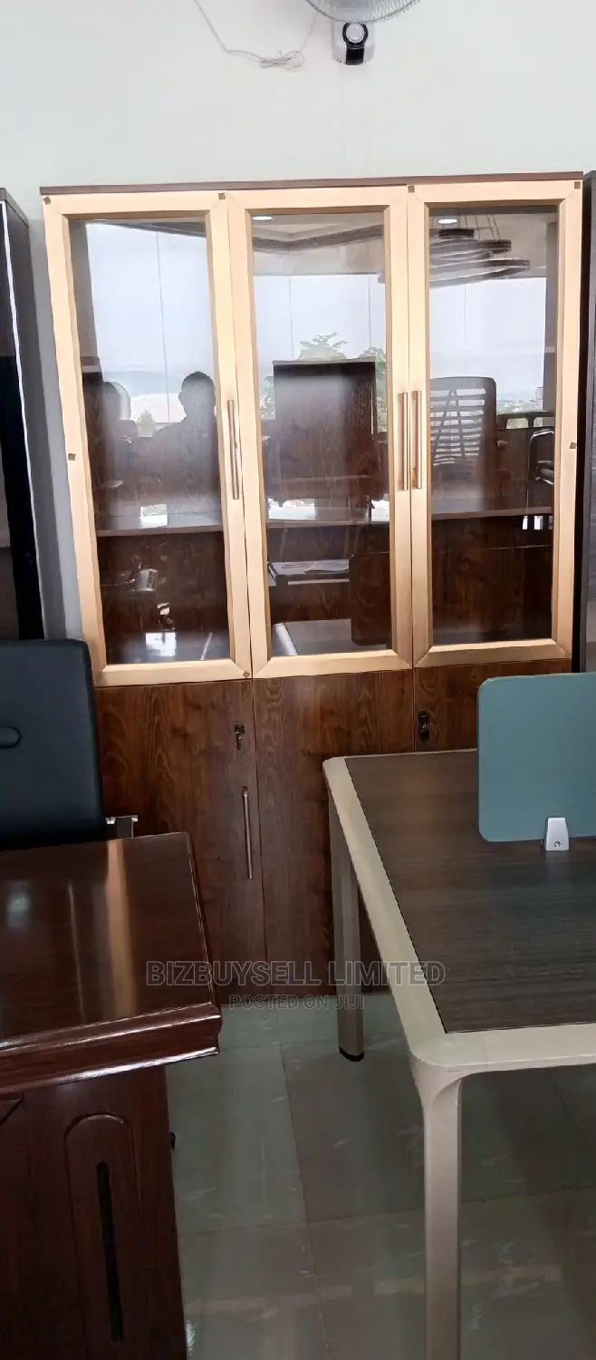 3 Doors Wooden And Glass Shelves For Ur Office And Home