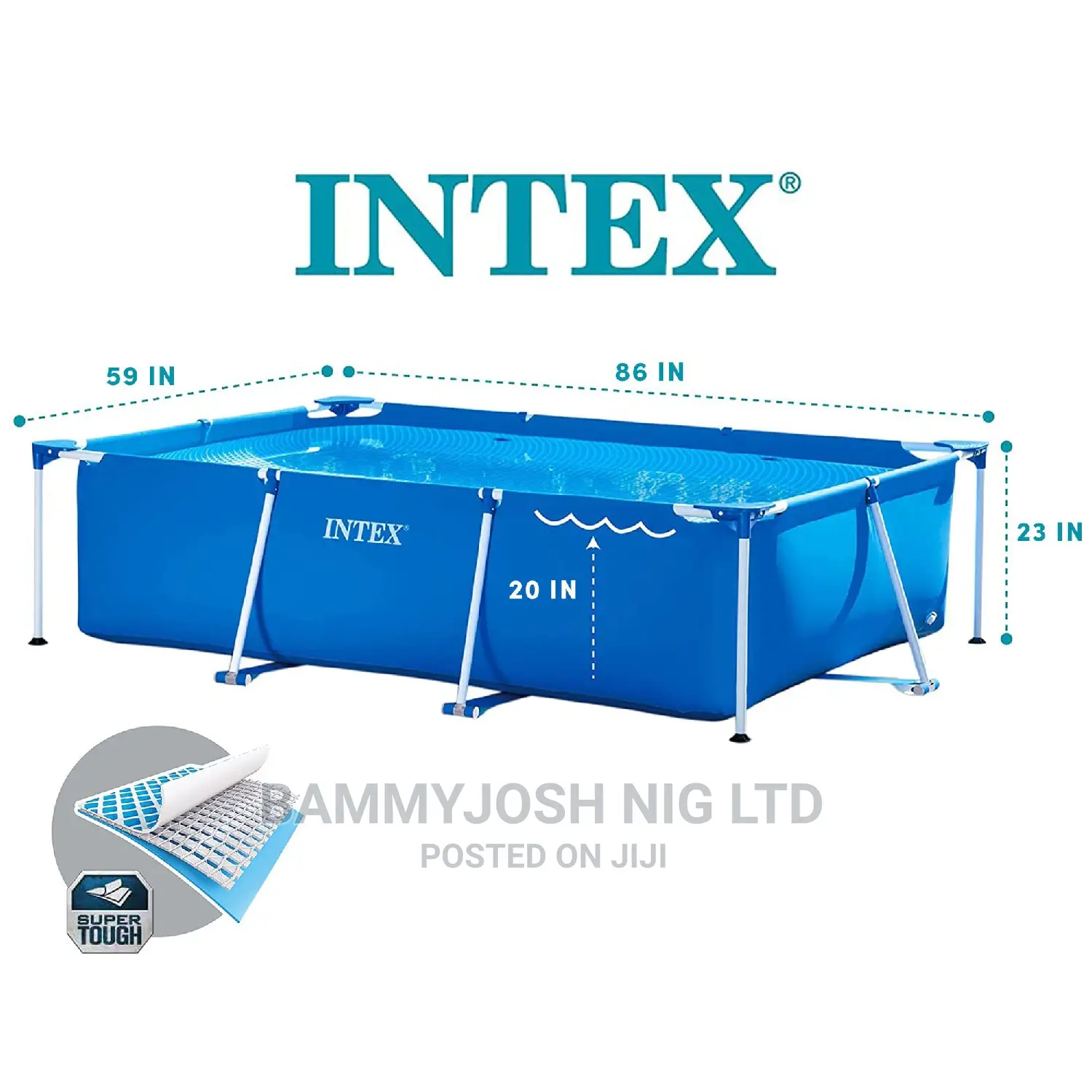 7.2ft X 4ft X 24" Rectangular Metal Frame Pool