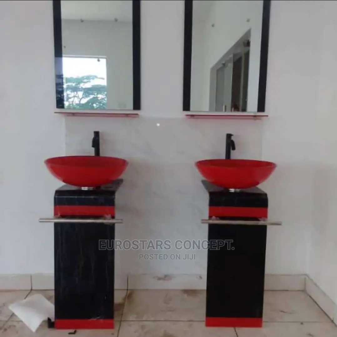 Glass Wash Hand Basin With Mirror