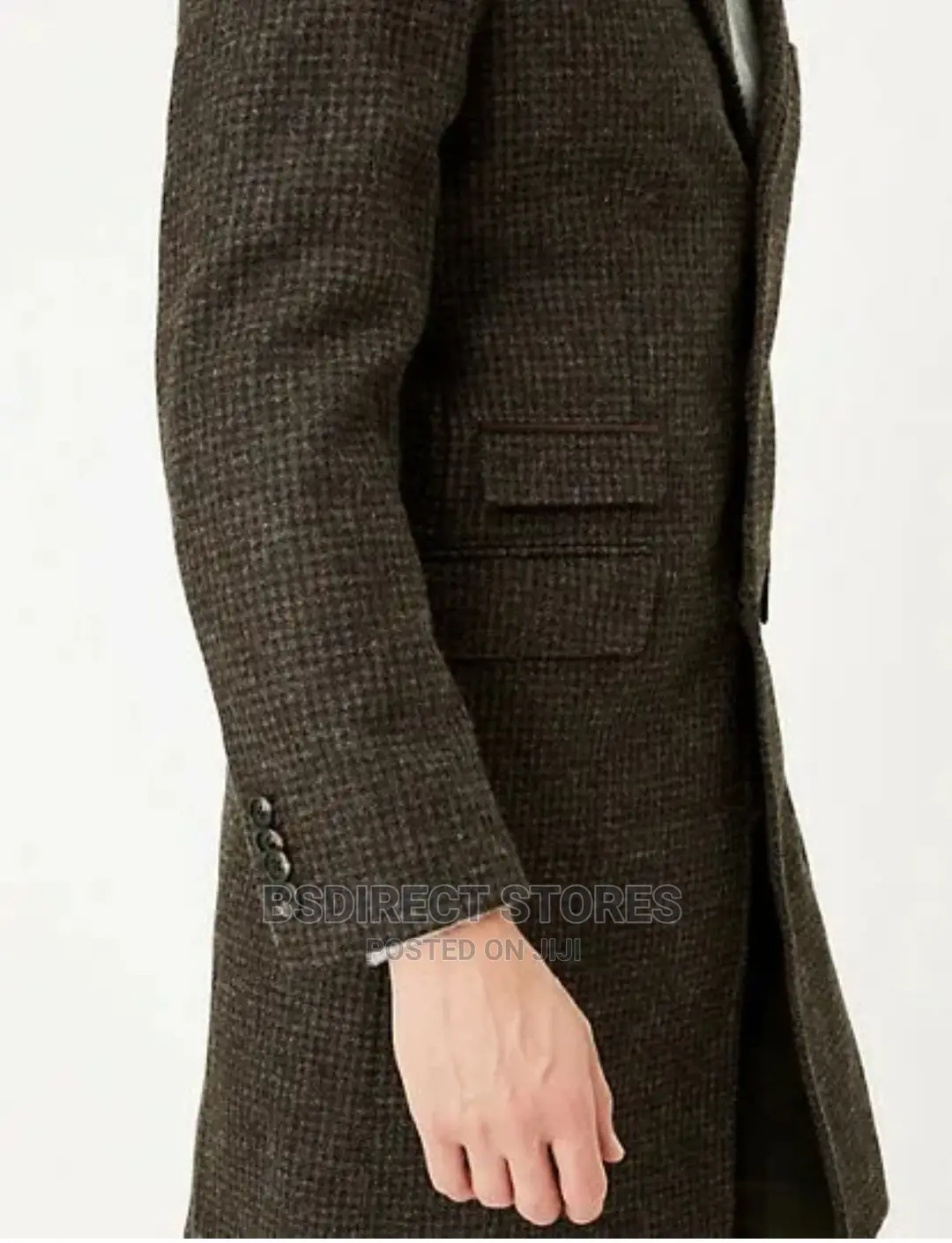 Marks and Spencer Men Luxury Pure Wool Tweed Brown Overcoat
