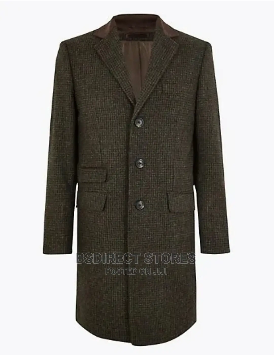 Marks and Spencer Men Luxury Pure Wool Tweed Brown Overcoat