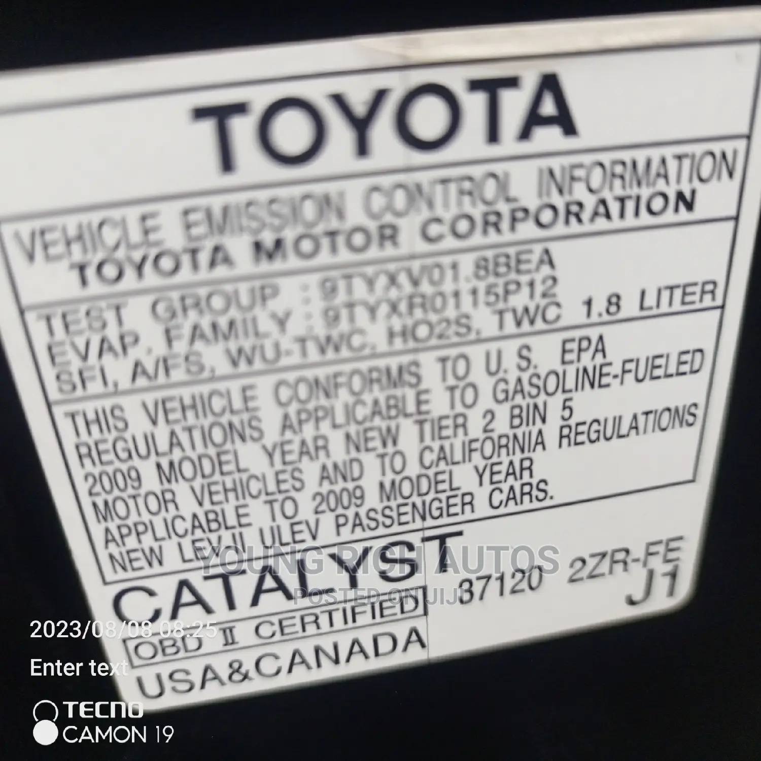 Toyota Corolla 2009 Black