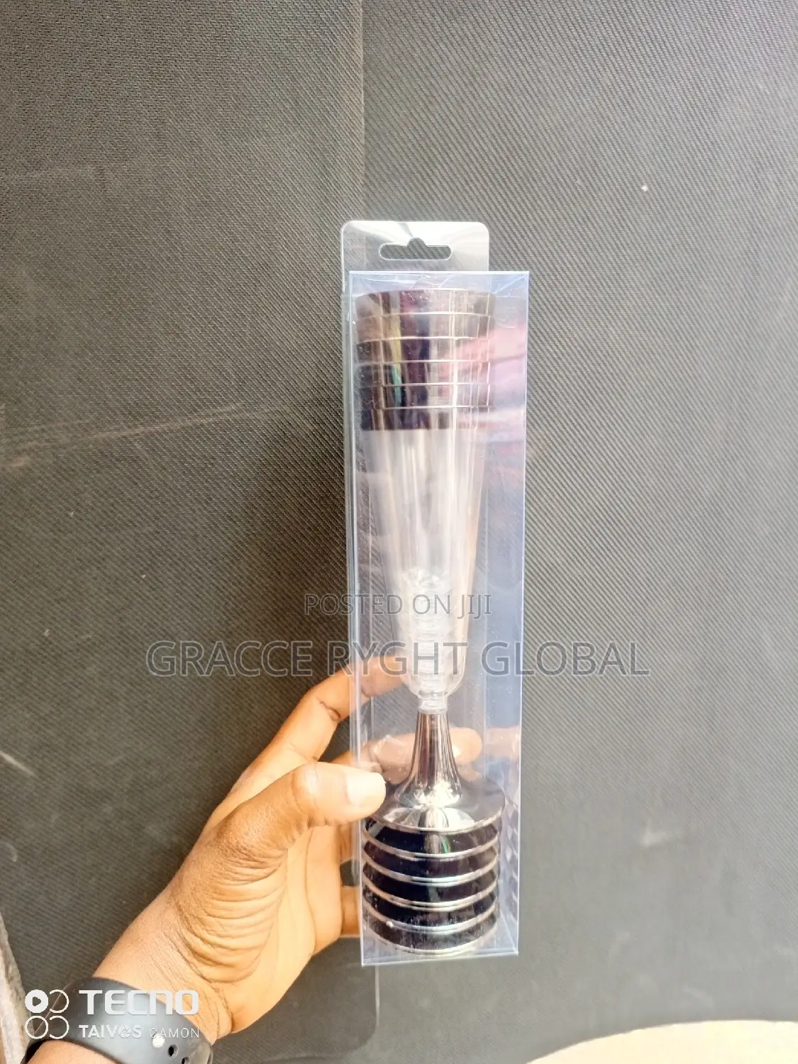 Disposable Acrylic Champagne Cup With Silver/ Gold Rim