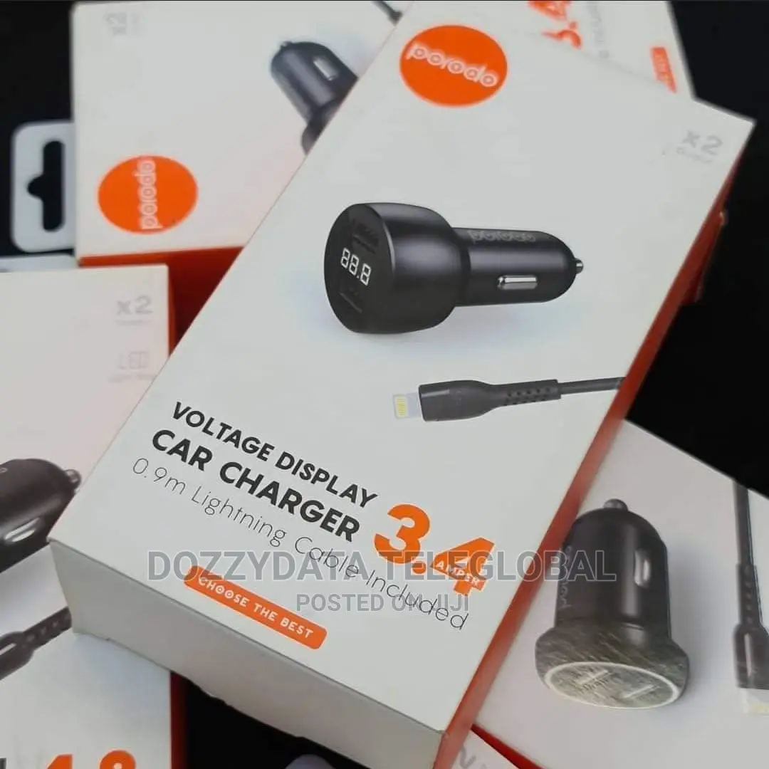 Porodo Dual Port PD Car Charger 38W Includes Braided Type-C