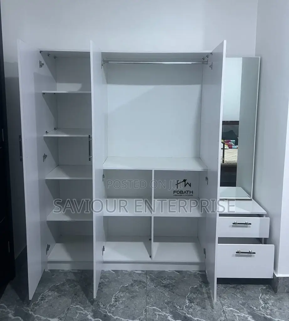 Full Height Wooden Cupboard With Mobile Drawer
