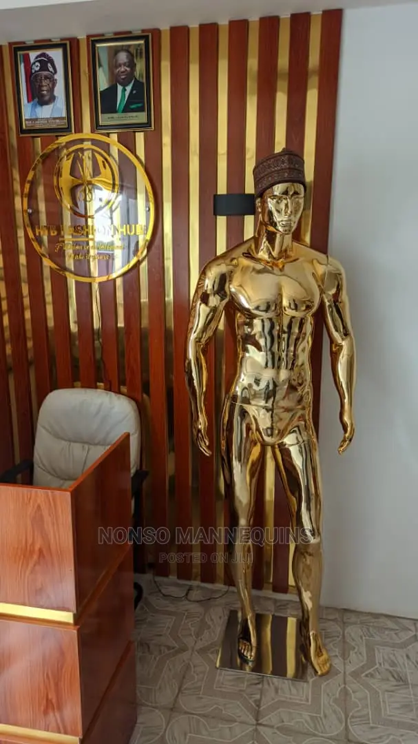 Huge Male Full Gold Chrome Mannequin With Face