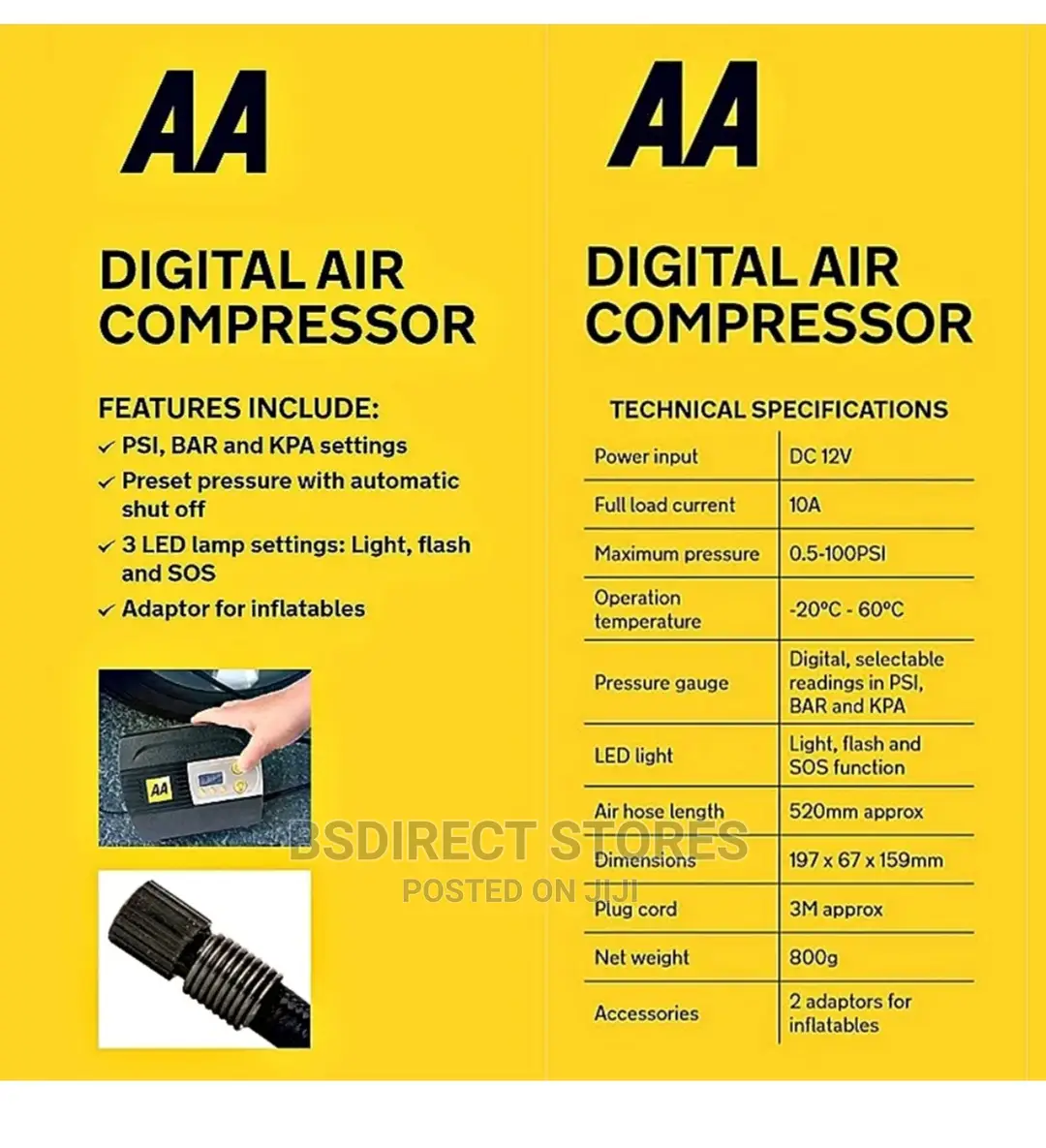 AA 12V Digital Tyre Inflator- Vehicles, Inflatables Bicycles