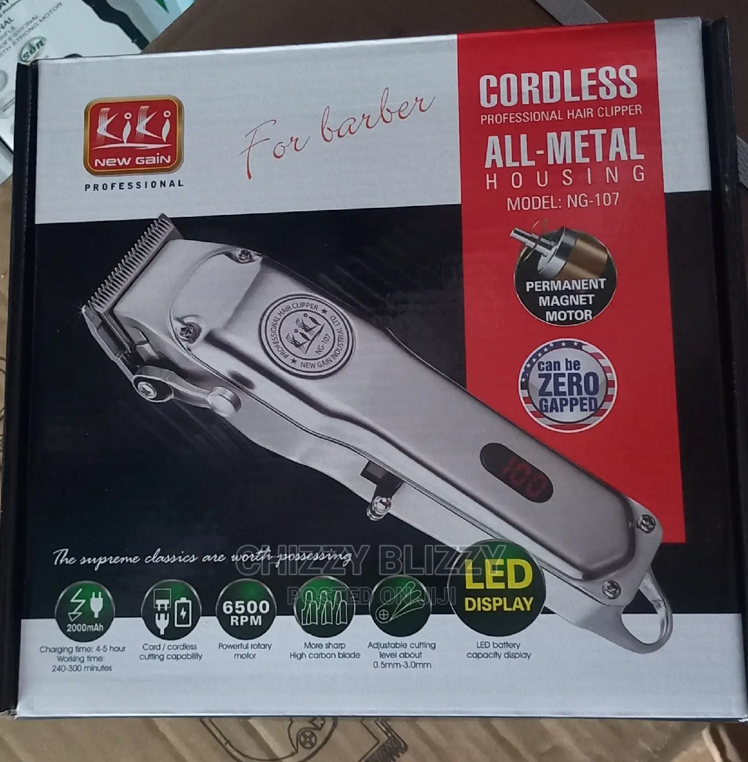 Kiki New Gain Stainless Steel Cordless Rechargeable Clipper