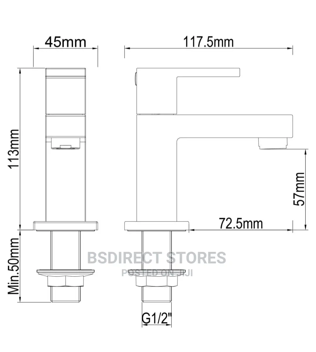 Wickes Kubic Chrome Ultra Modern Rectangular Basin Taps