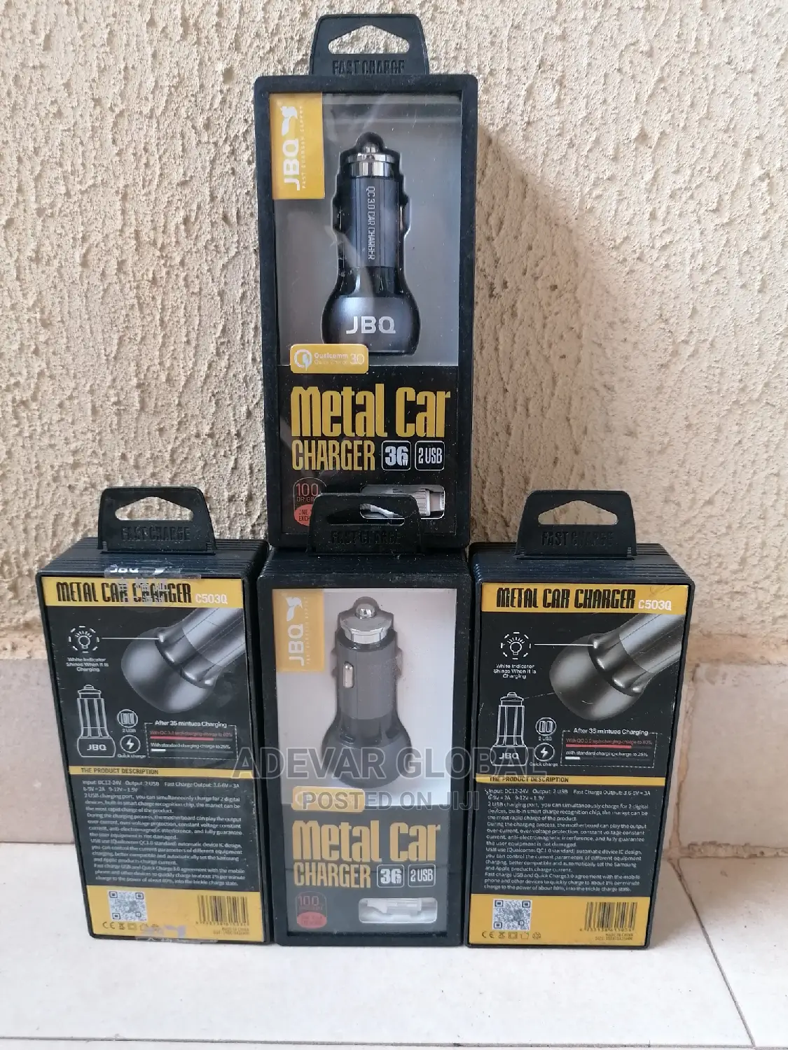JBQ Metal Car Charger With Usb Cord