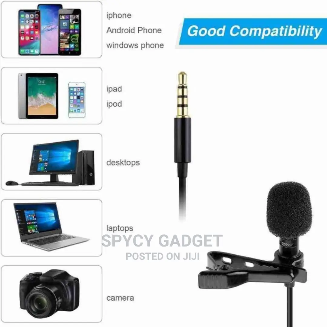 Aux Wired Lavalier Lapel Microphone