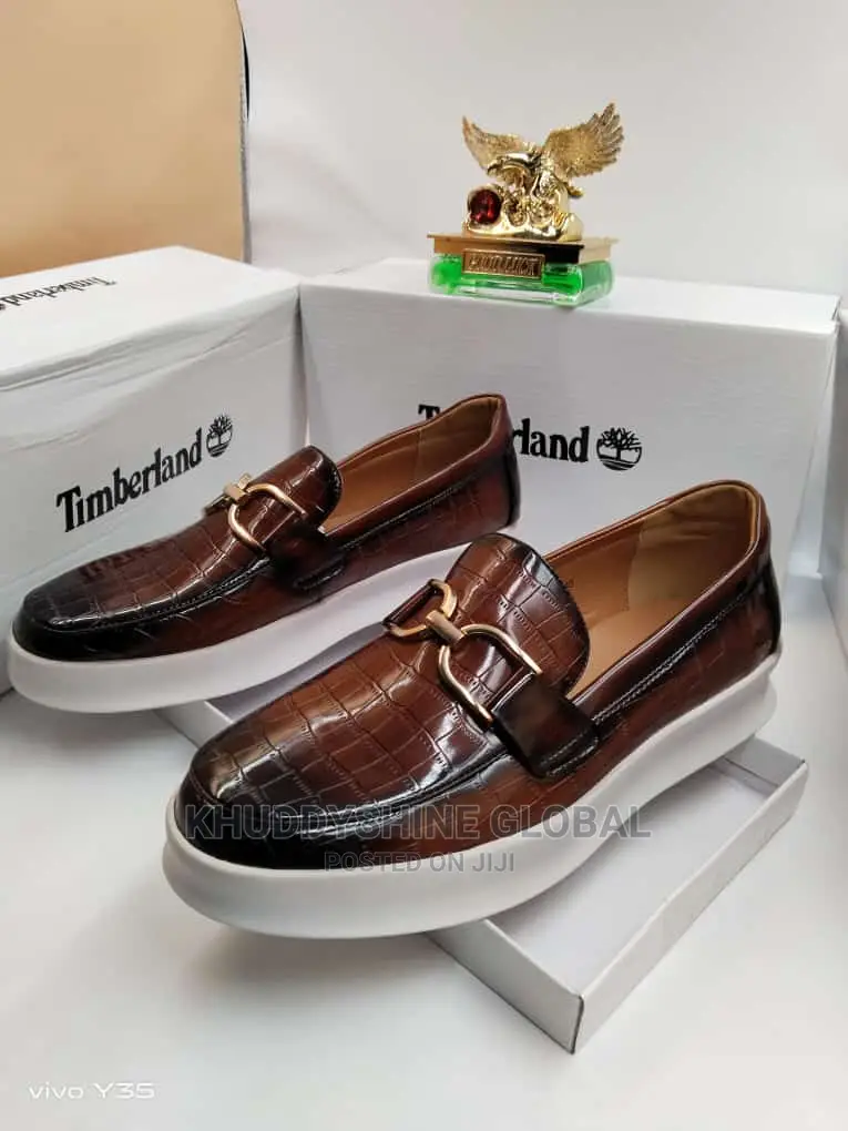 Timberland Mens Genuine Leather Loafers Brown Blacks Shoes