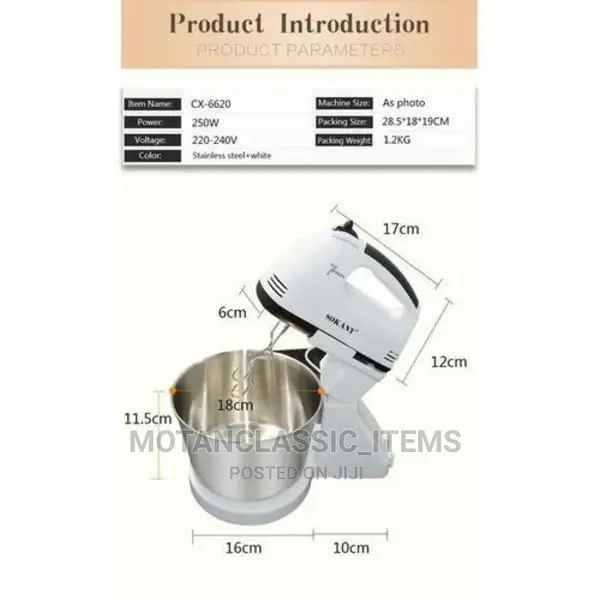 Sokany Super Electric Stand Mixer, With a Bowl
2.0ltrs
