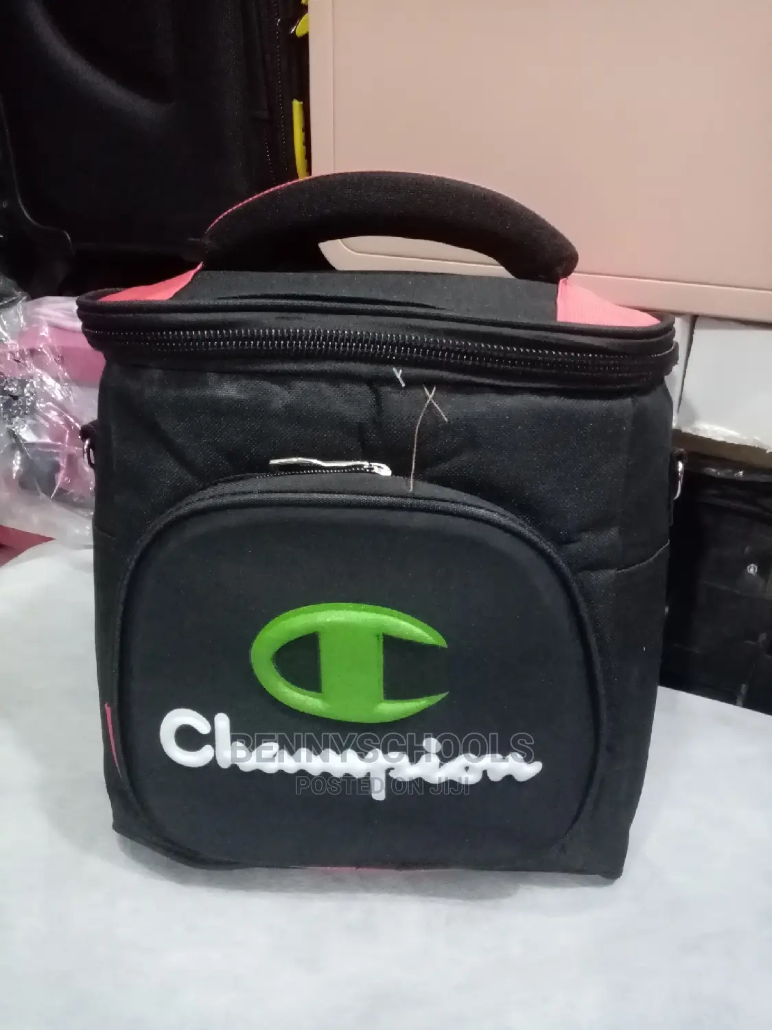 Black and Red Champion Lunch Bag