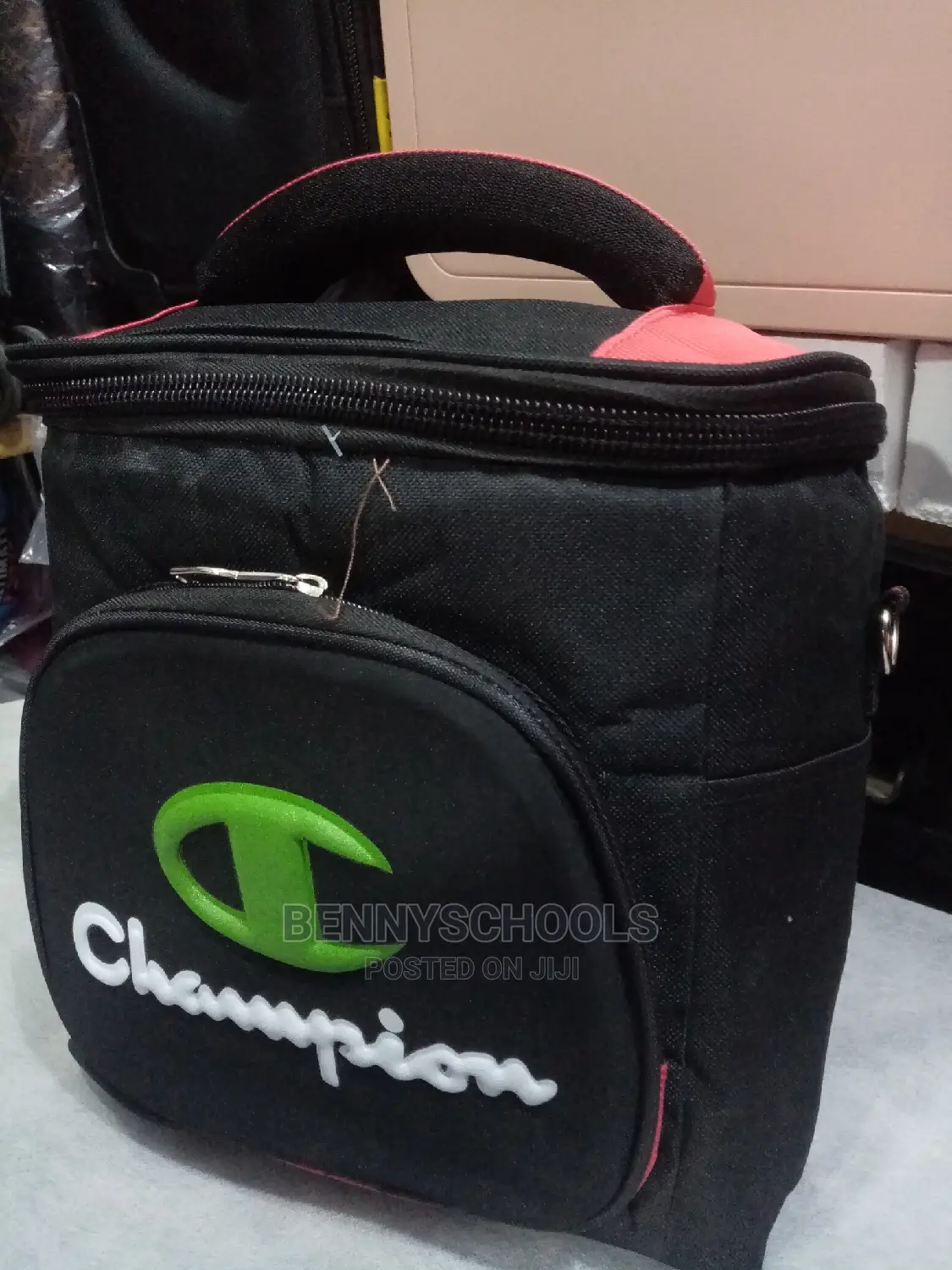 Black and Red Champion Lunch Bag