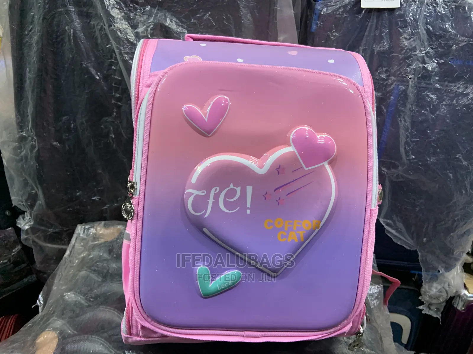 High Quality Pink Children Round Zip School Bag