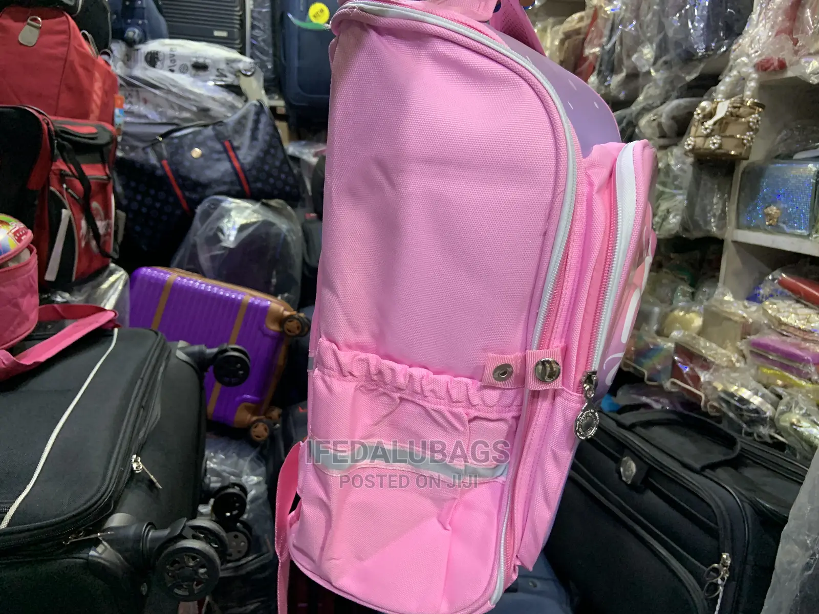 High Quality Pink Children Round Zip School Bag
