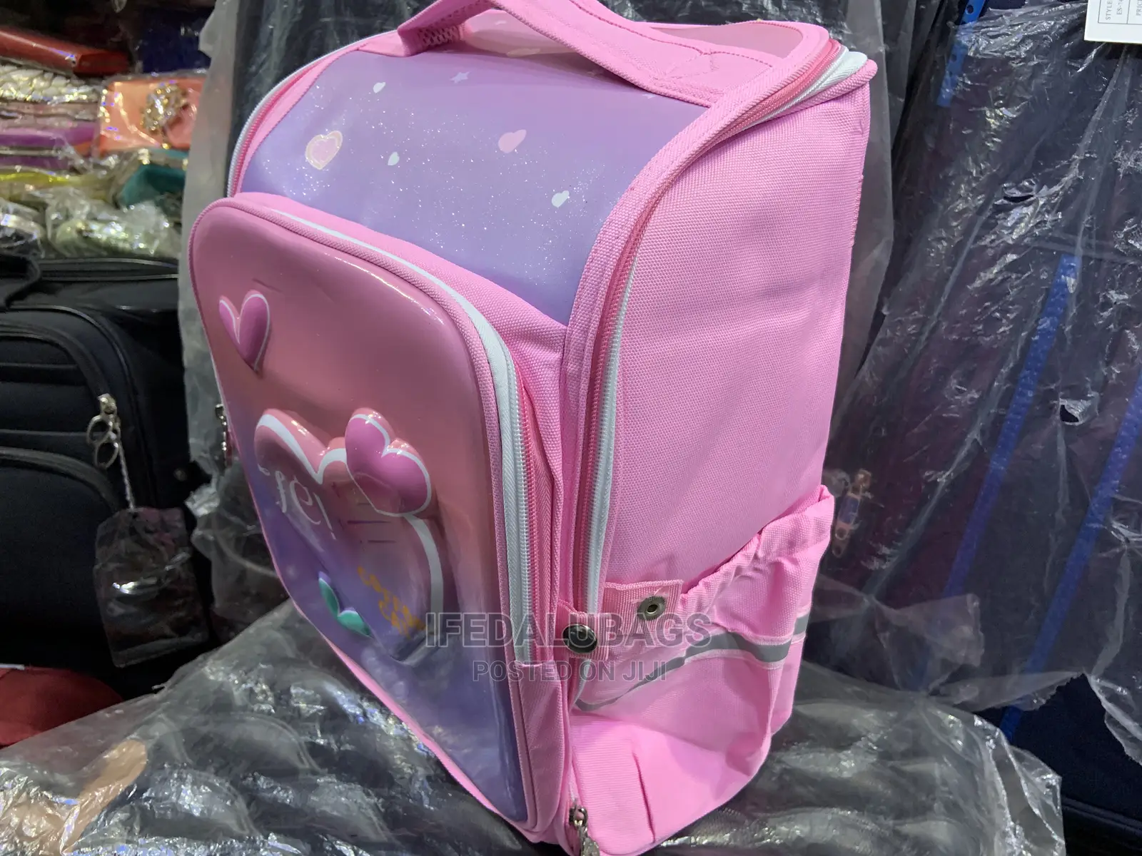 High Quality Pink Children Round Zip School Bag