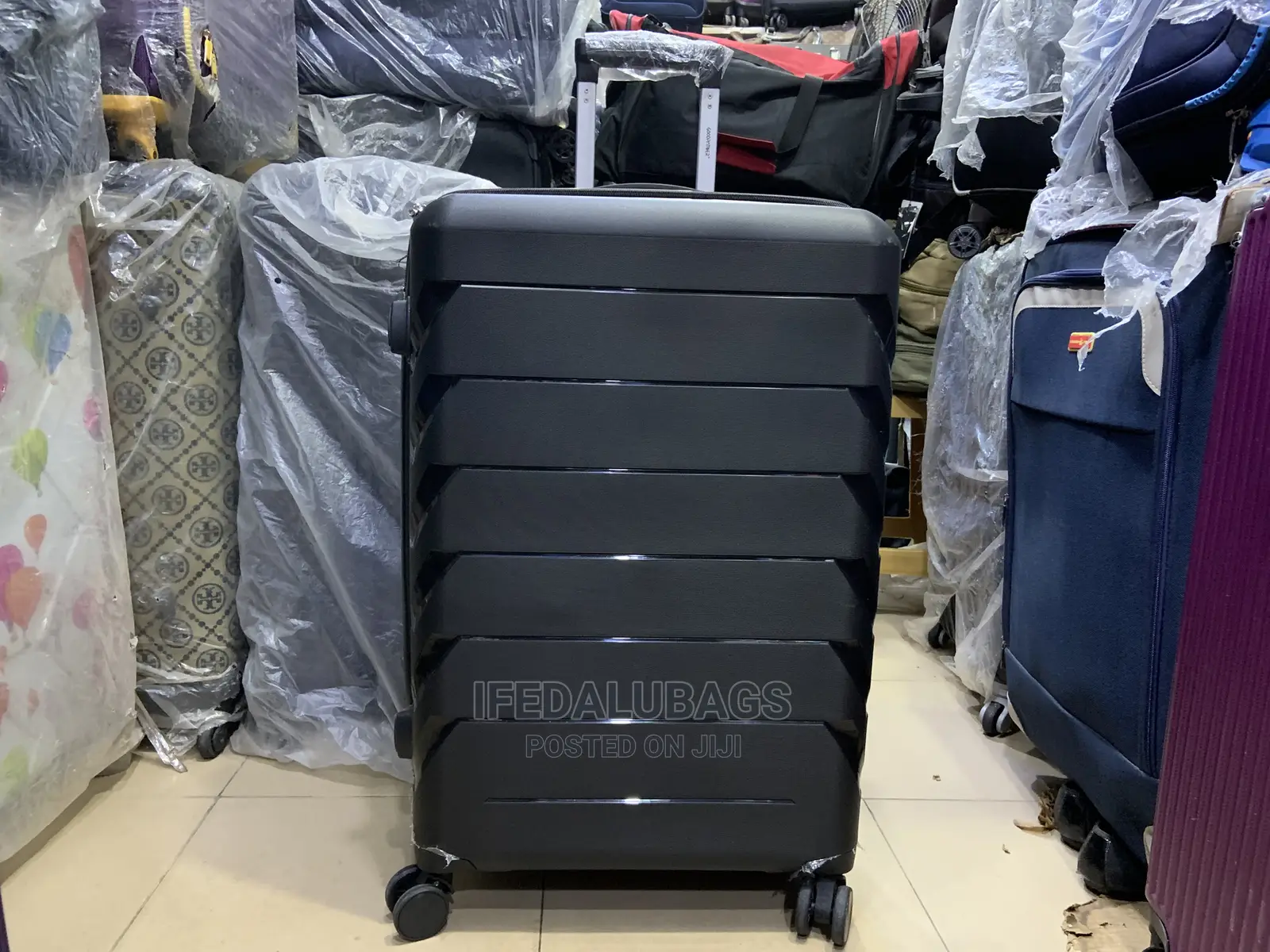 Big Size Black Unbreakable Plastic/Rubber Travel Luggage