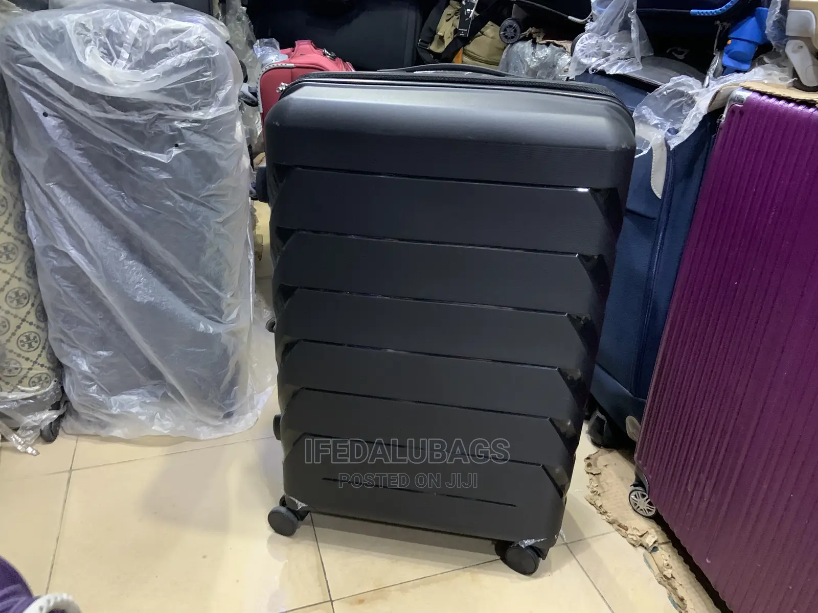 Big Size Black Unbreakable Plastic/Rubber Travel Luggage