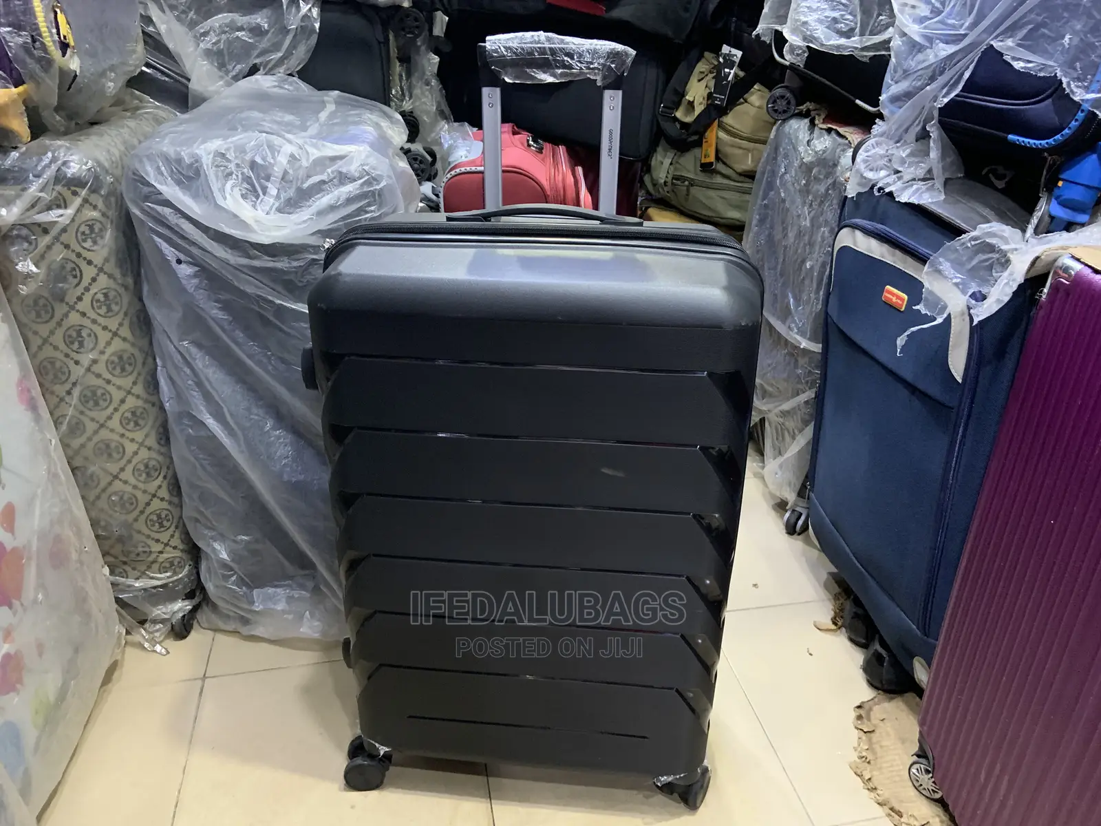 Big Size Black Unbreakable Plastic/Rubber Travel Luggage