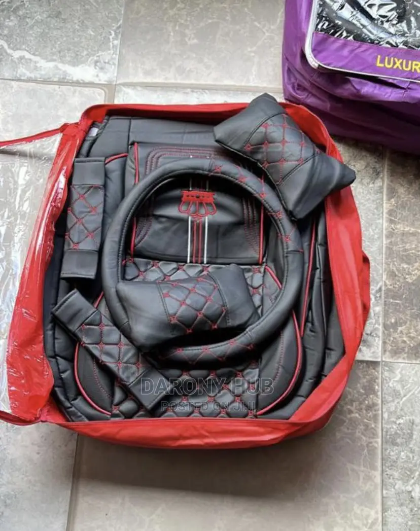 Black and Ash Leather Car Seat-Cover