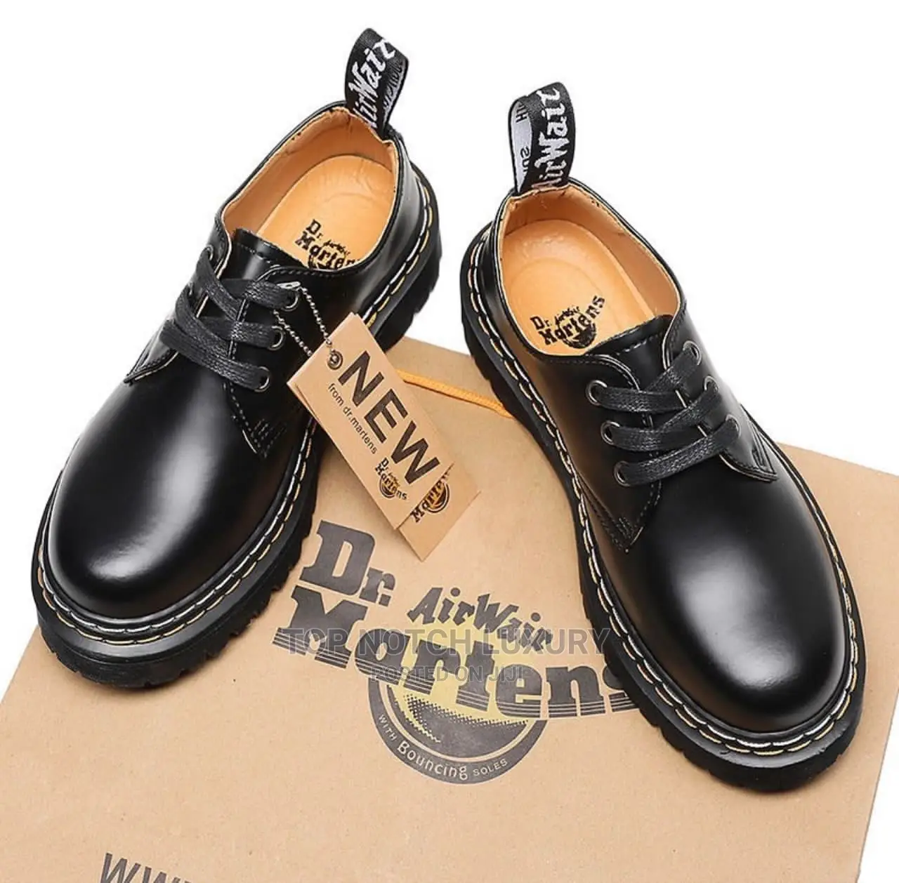 *Dr. Martens 1461 Bex White Double Stitch Leather Shoes