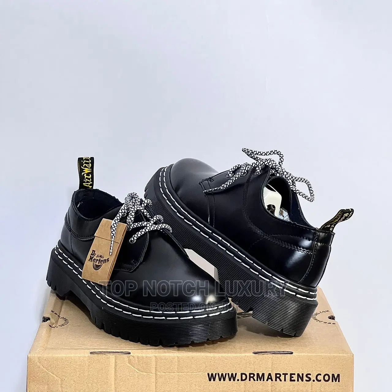 *Dr. Martens 1461 Bex White Double Stitch Leather Shoes